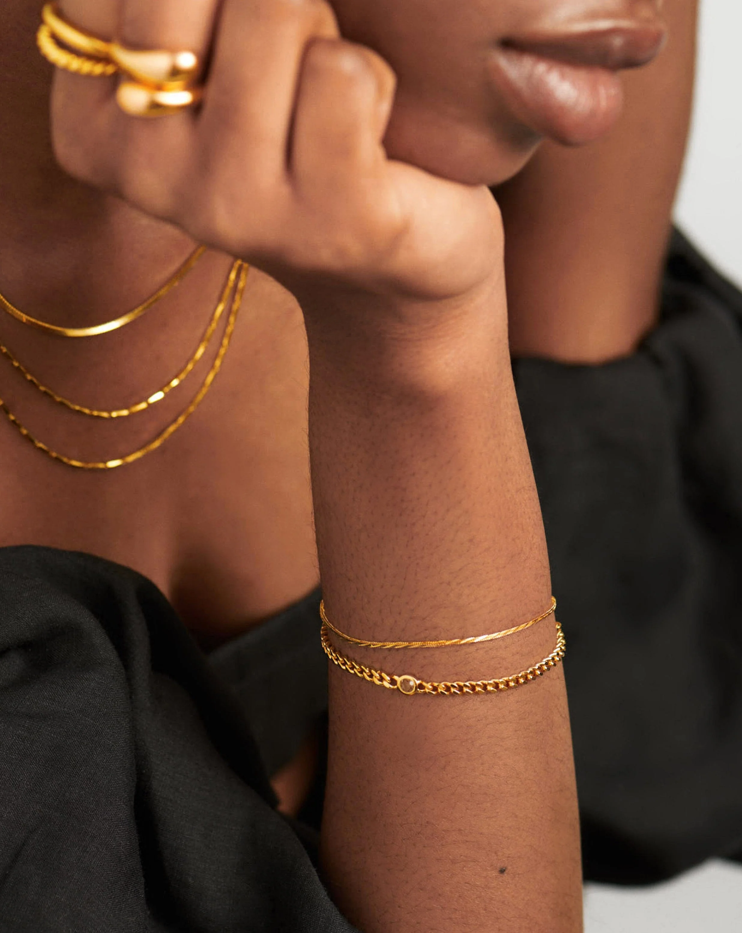 April Birthstone Chain Bracelet | 18ct Gold Plated Vermeil/Crystal - Image 3