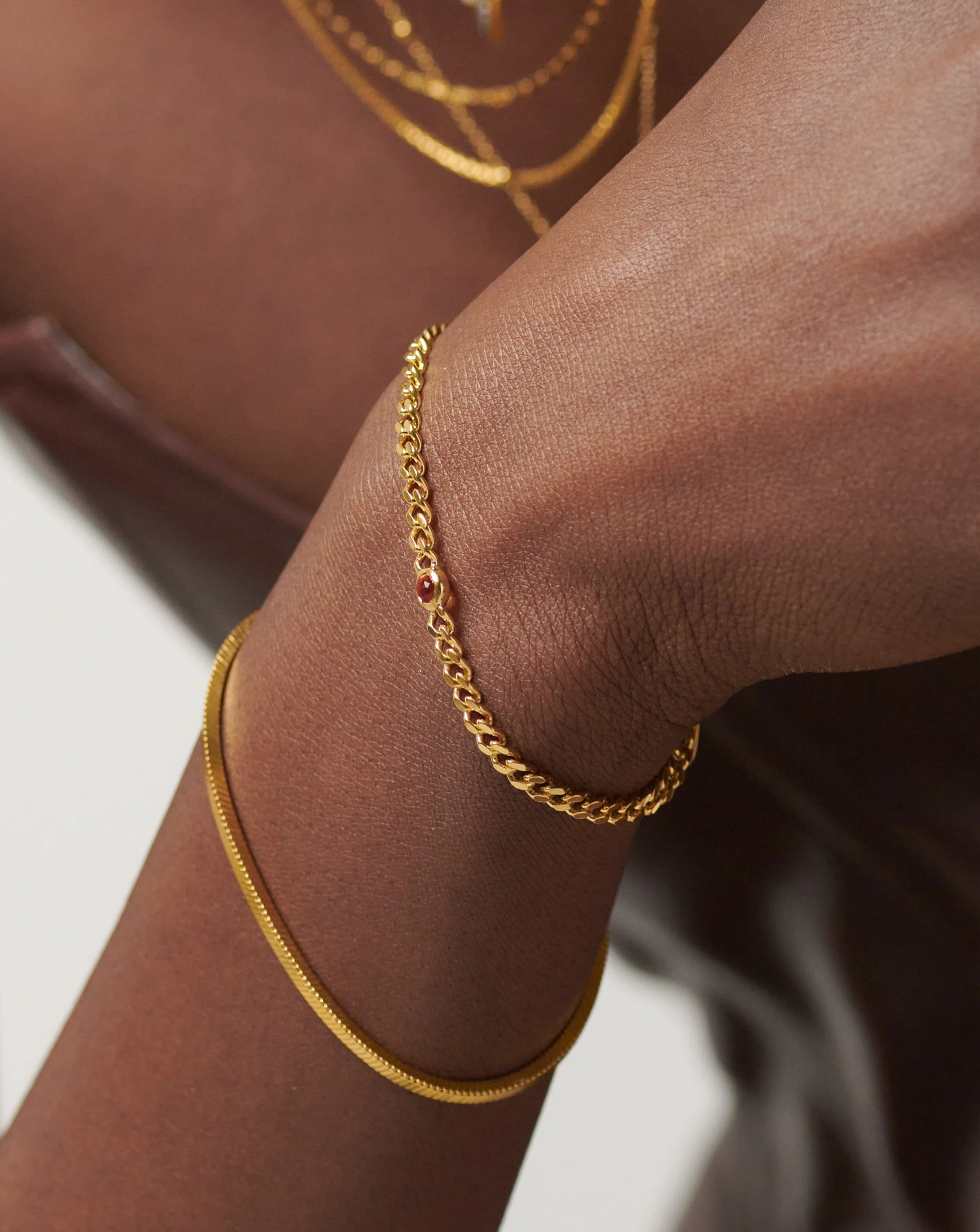 January Birthstone Chain Bracelet | 18ct Gold Plated Vermeil/Garnet - Image 3