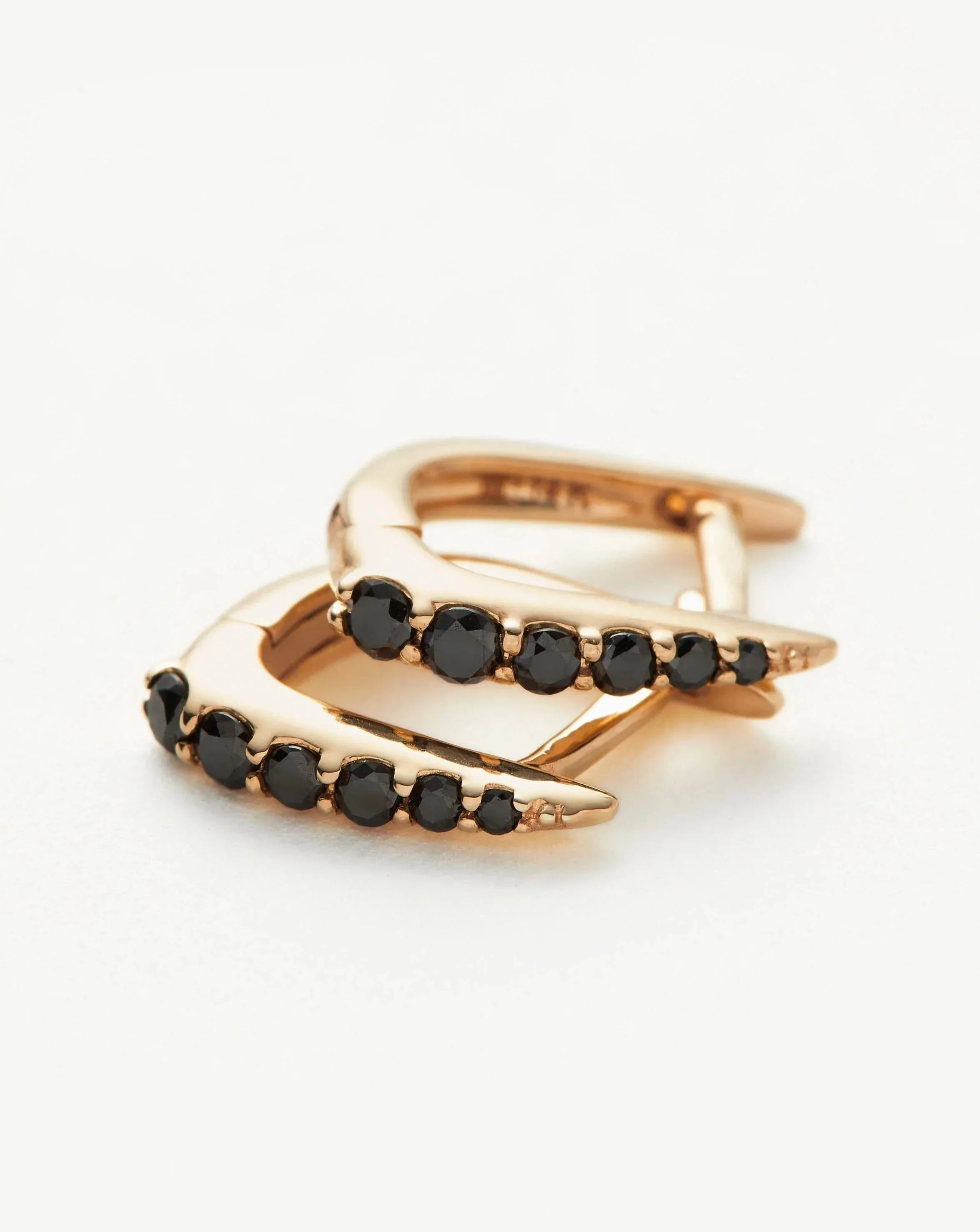 Solid Gold Claw Huggies | 14ct Solid Gold/Black Diamond - Image 4