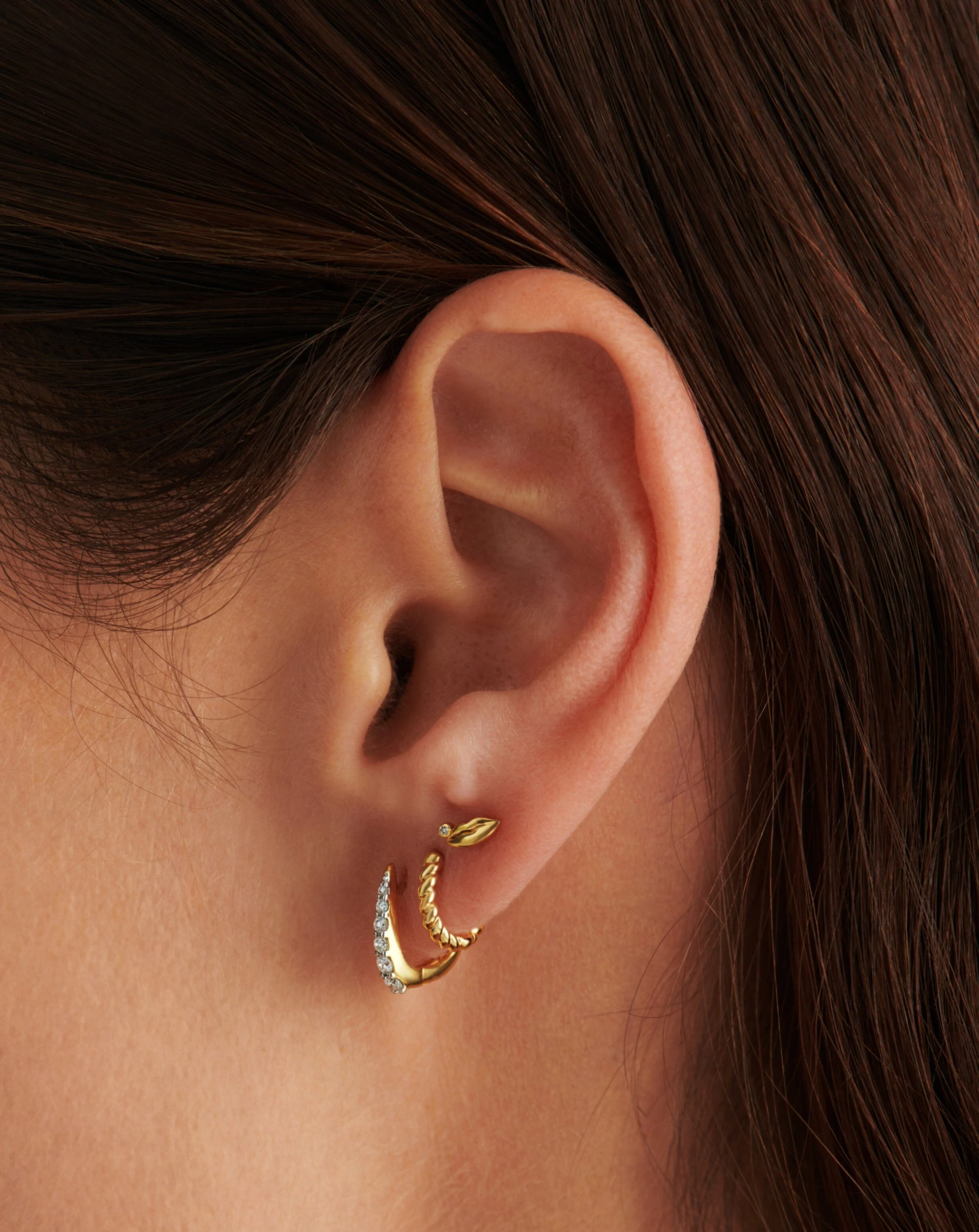 Solid Gold Claw Huggies | 14ct Solid Gold/Diamond - Image 3