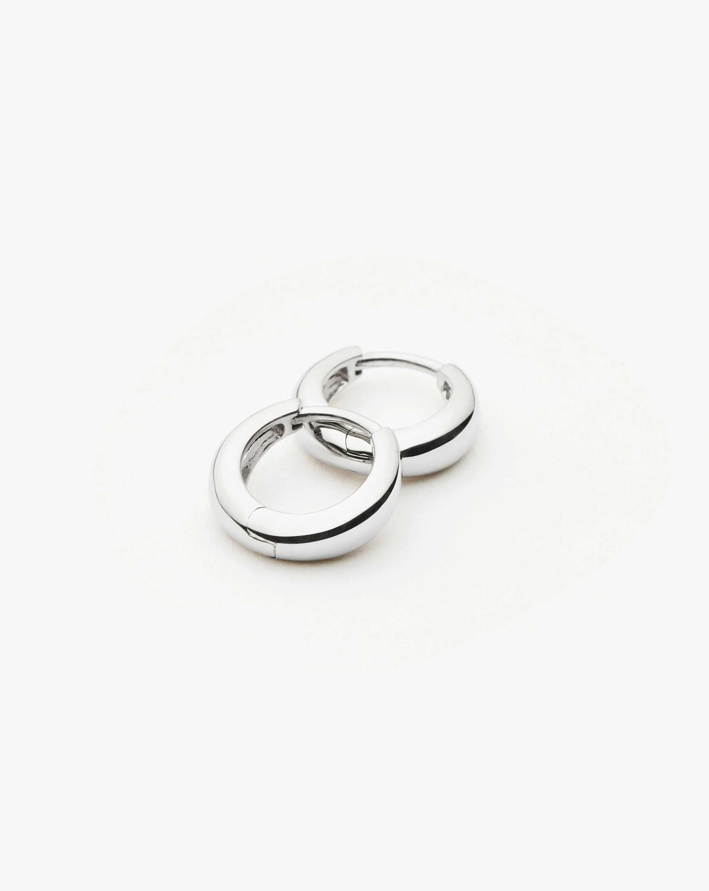 Solid Gold Dome Huggies | 14ct Solid White Gold - Image 5