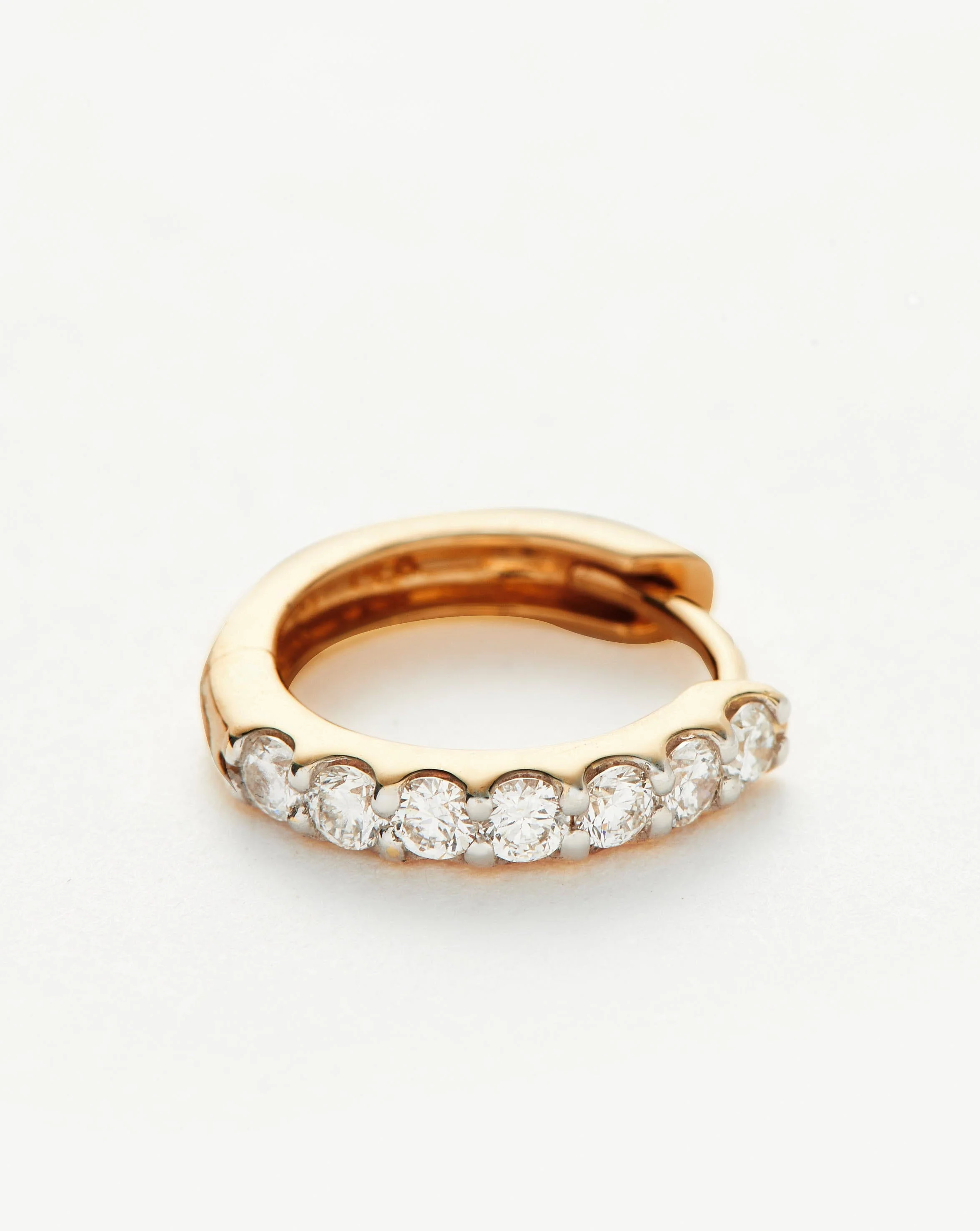 Solid Gold Classic Diamond Single Huggie | 14ct Solid Gold - Image 4