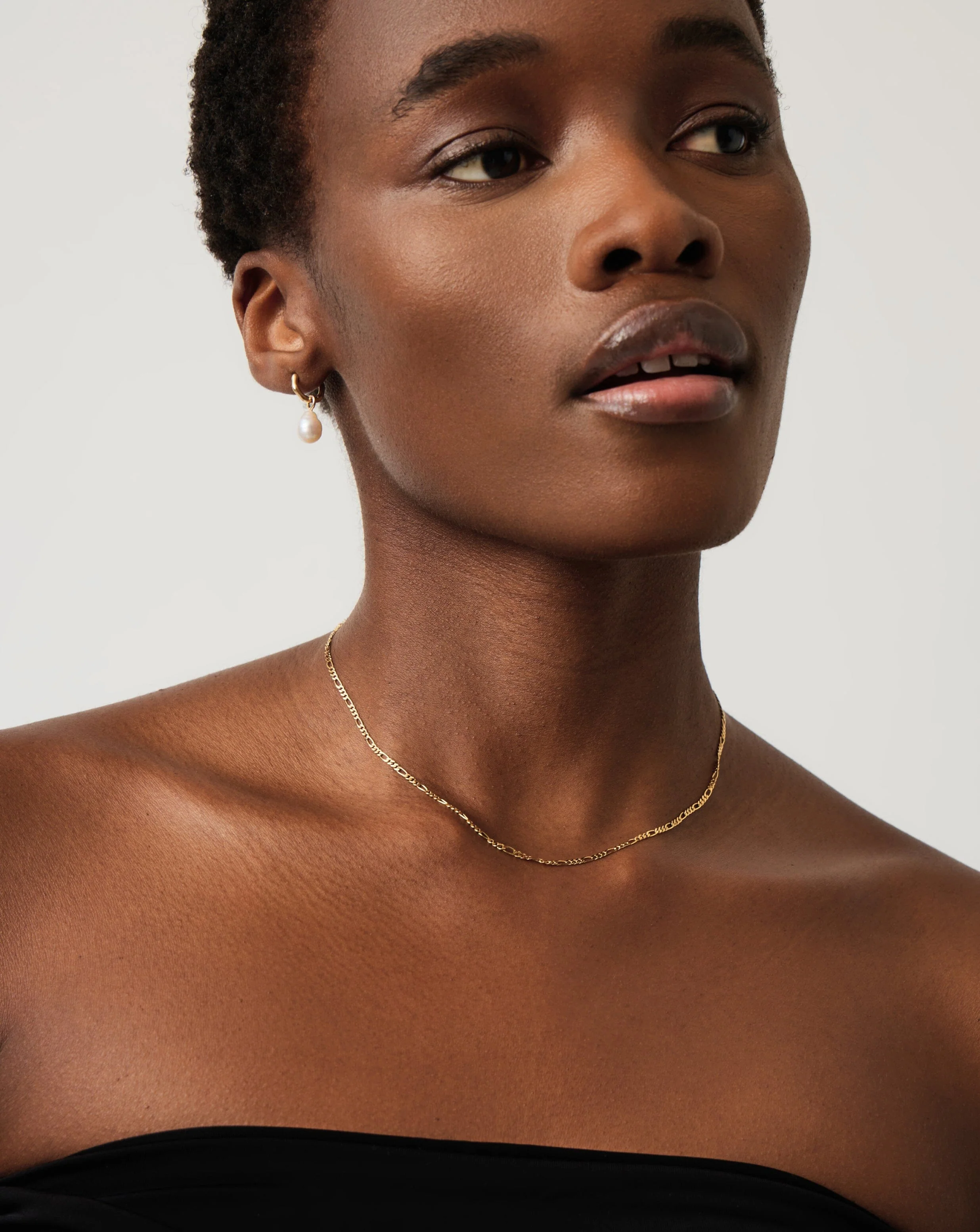 Solid Gold Figaro Chain Necklace - Image 3