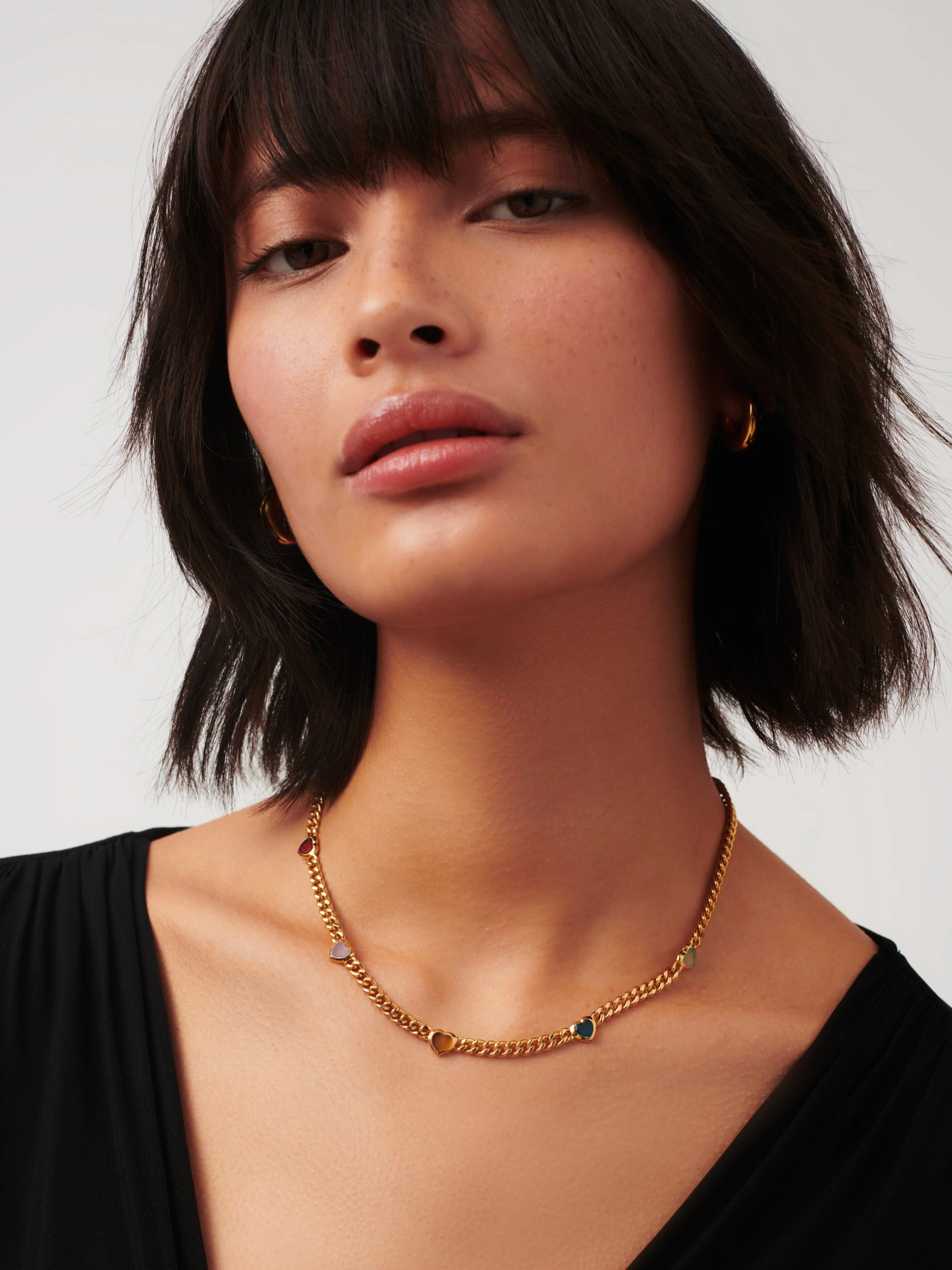 Jelly Heart Gemstone Charm Necklace | 18ct Gold Plated/Multi Quartz - Image 2