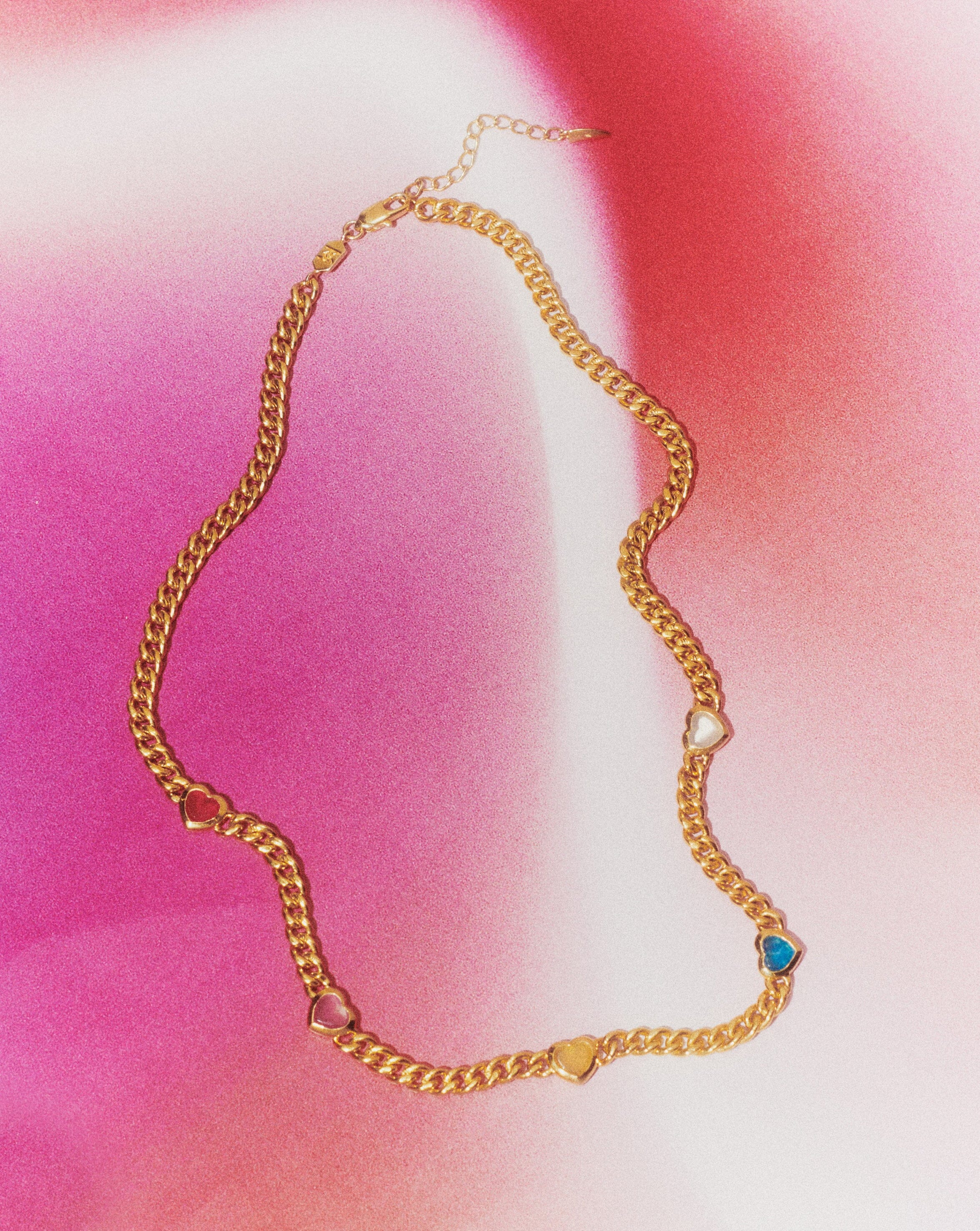 Jelly Heart Gemstone Charm Necklace | 18ct Gold Plated/Multi Quartz - Image 4