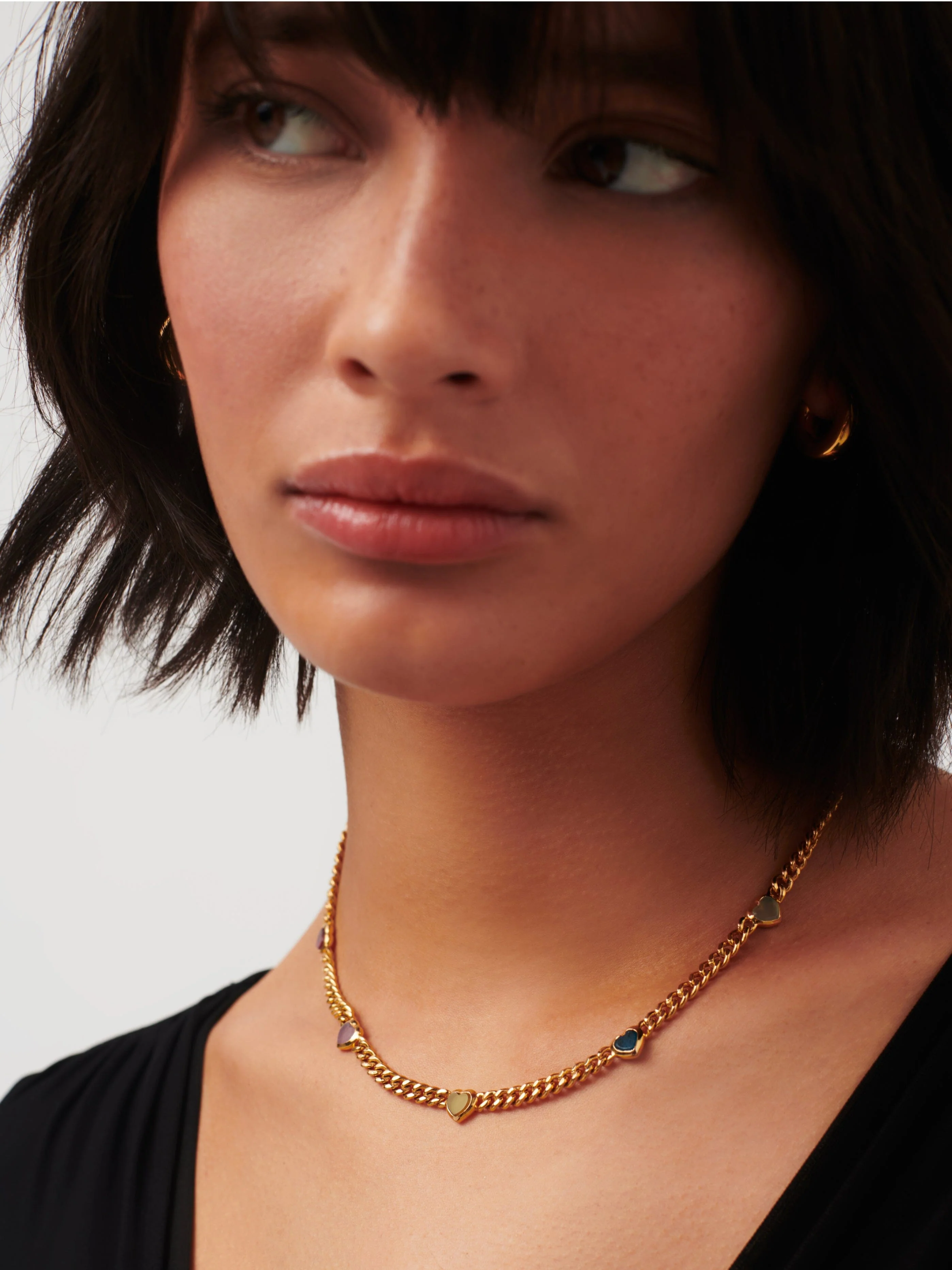 Jelly Heart Gemstone Charm Necklace | 18ct Gold Plated/Multi Quartz - Image 6