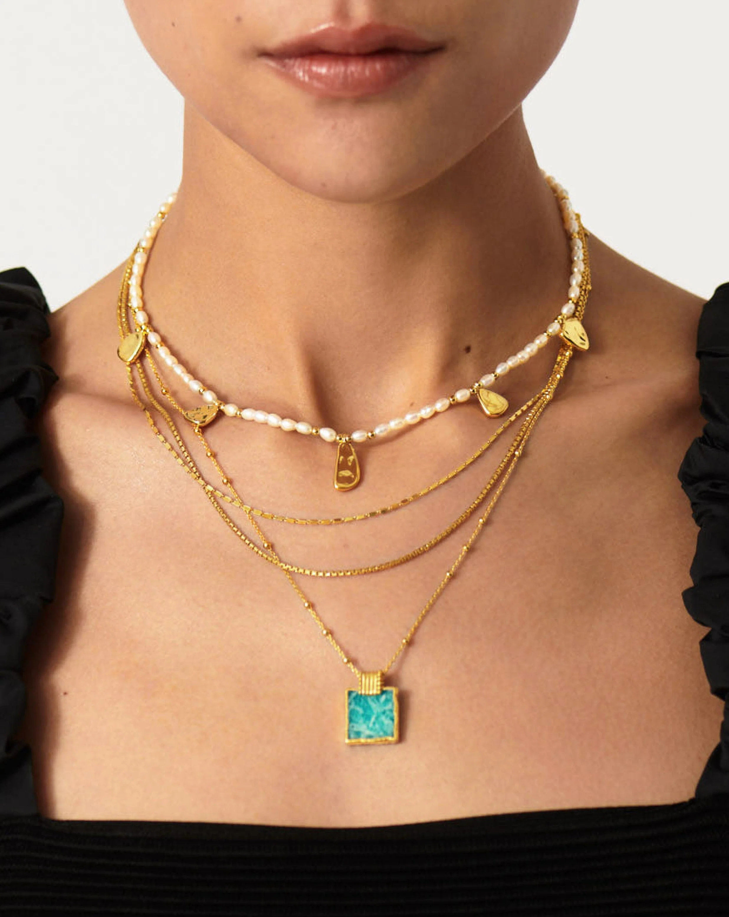 Lena Charm Necklace | 18ct Gold Plated/Amazonite - Image 3