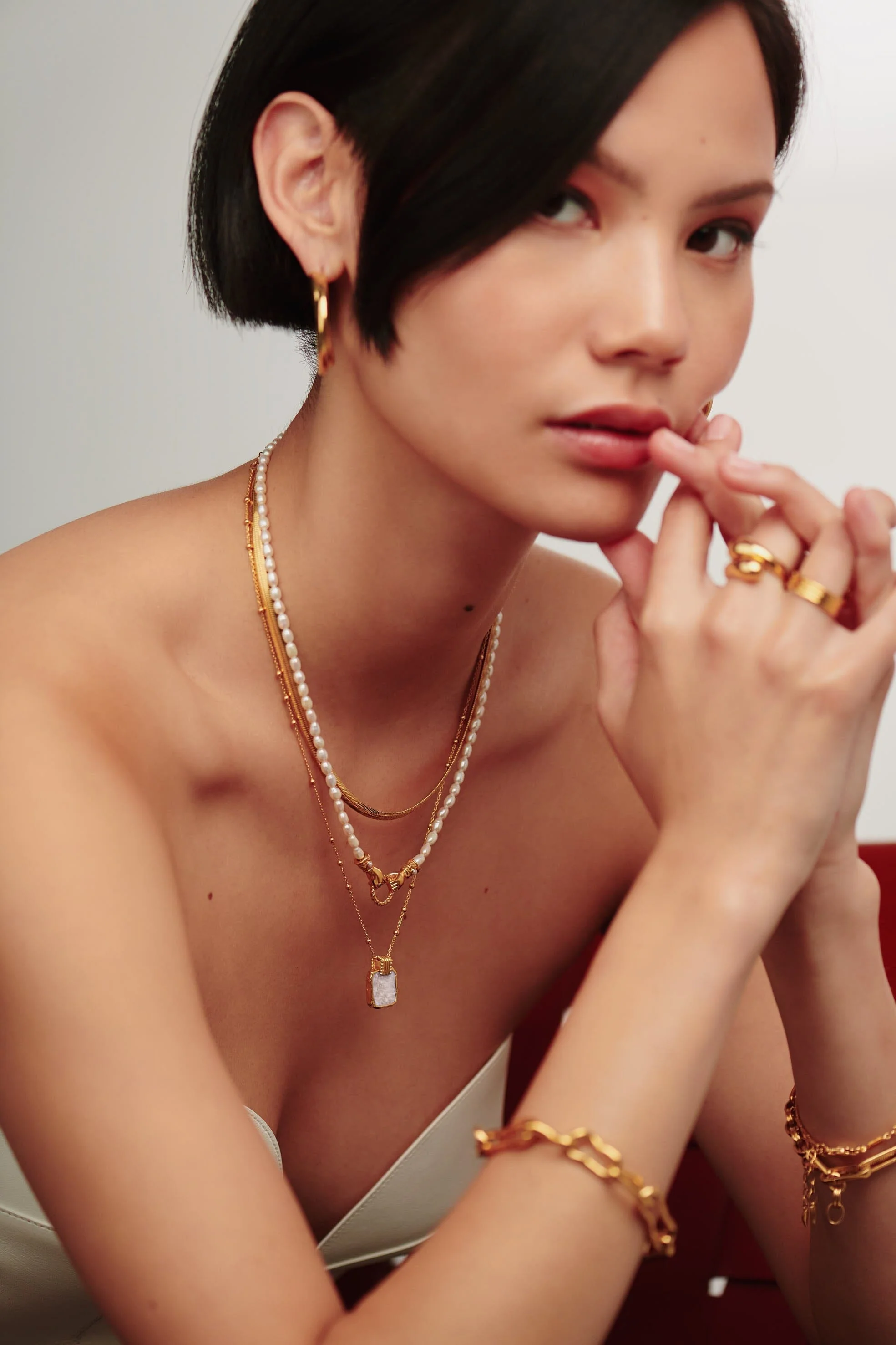 Lena Charm Necklace | 18ct Gold Plated/Rainbow Moonstone - Image 6