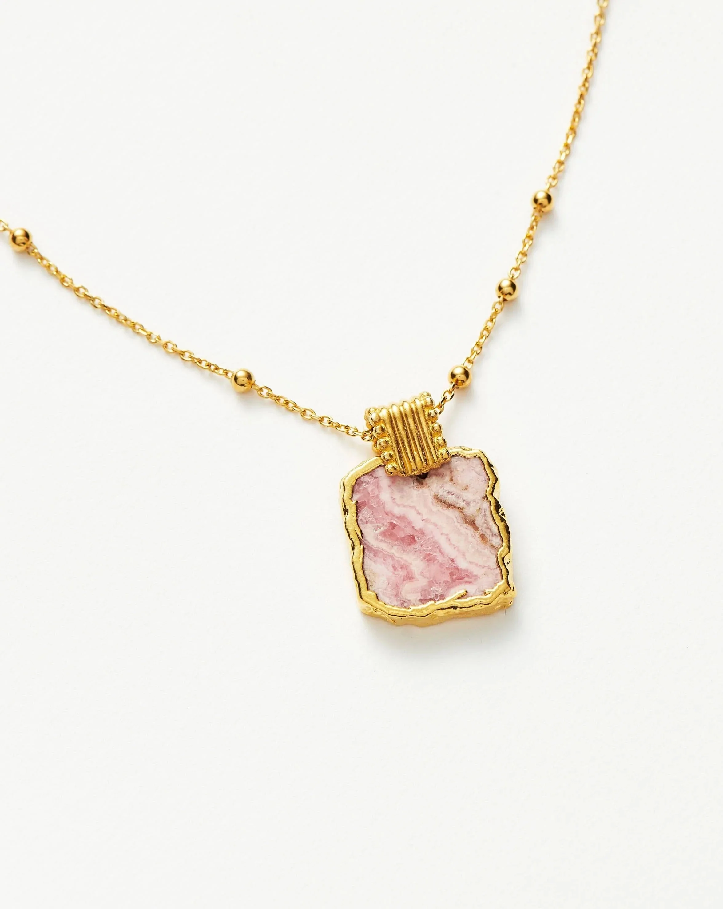 Lena Charm Necklace | 18ct Gold Plated/Rhodochrosite - Image 4