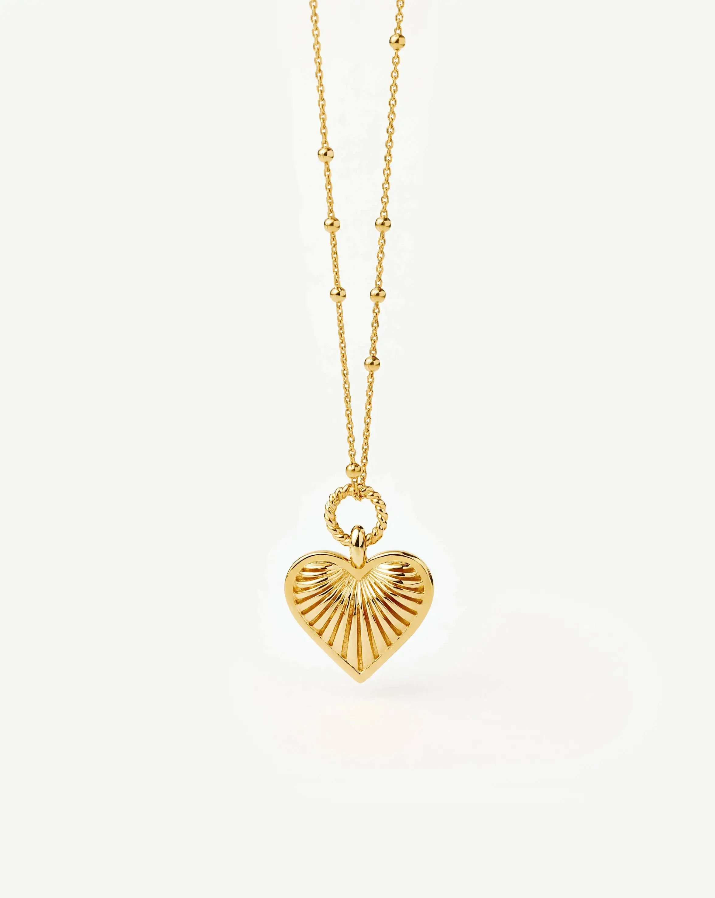 Ridge Heart Charm Pendant Necklace | 18ct Gold Plated - Image 4
