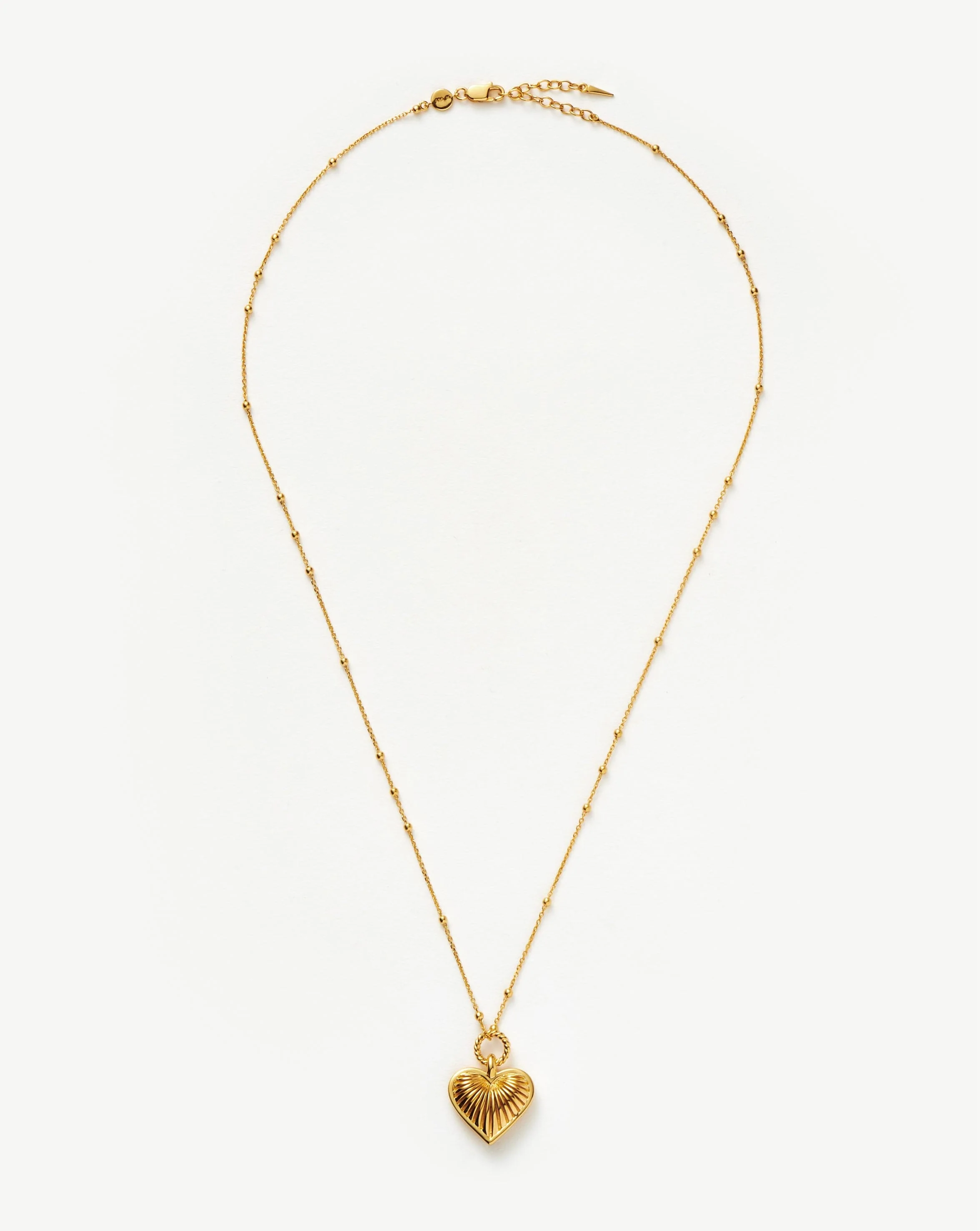 Ridge Heart Charm Pendant Necklace | 18ct Gold Plated - Image 5