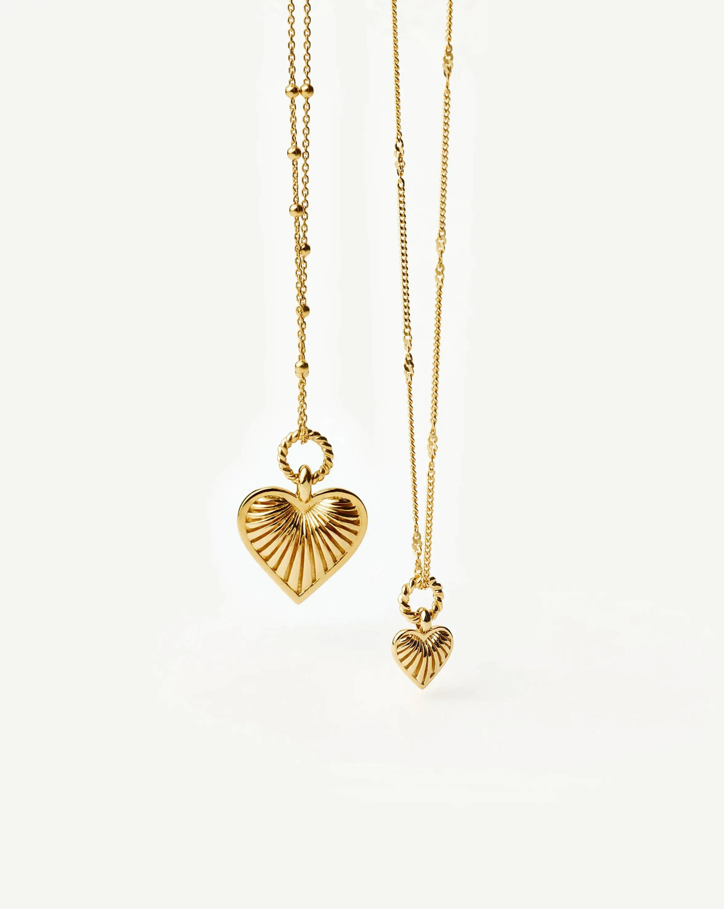 Ridge Heart Charm Pendant Necklace | 18ct Gold Plated - Image 7
