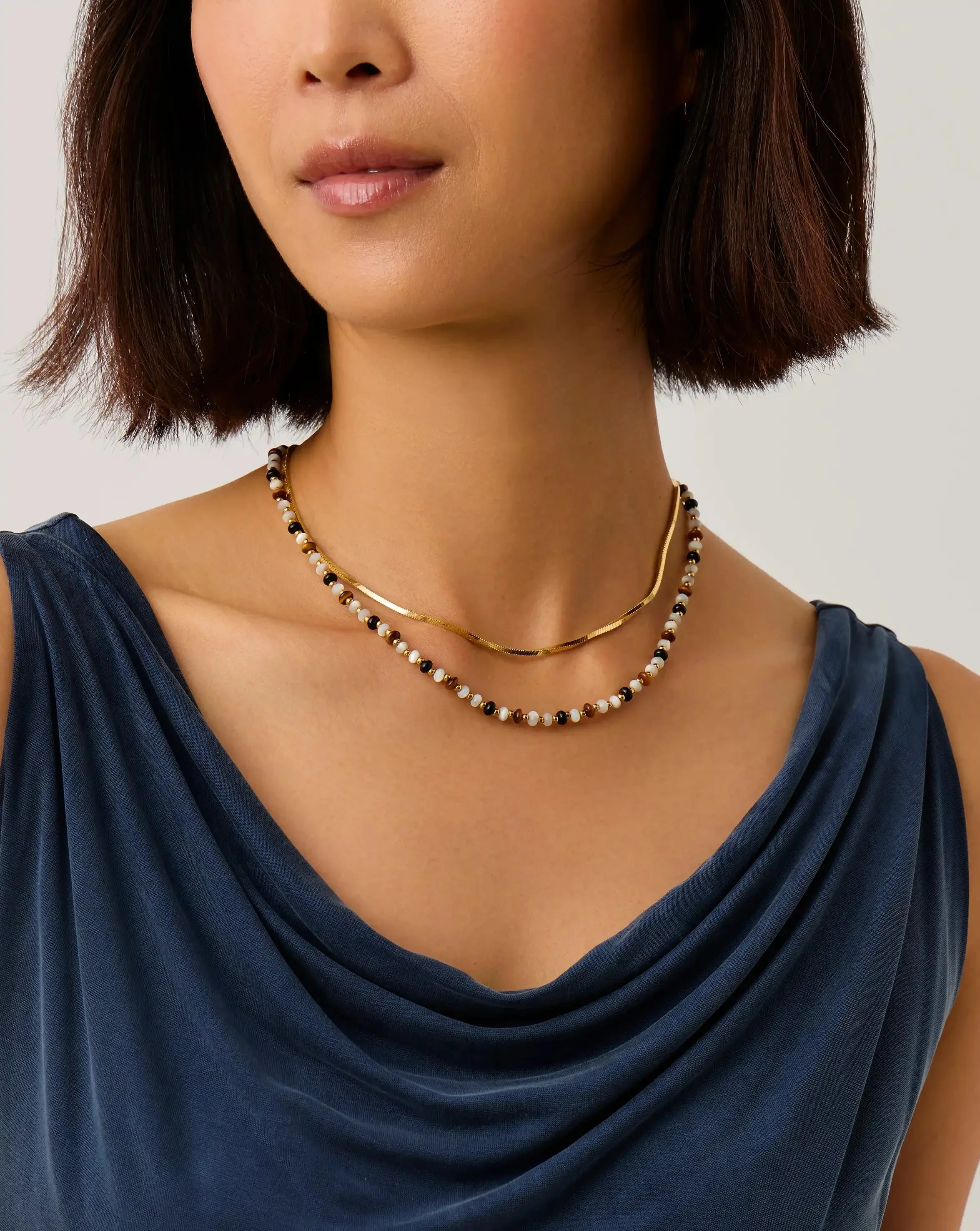 Savi Pearl & Gemstone Beaded Necklace | 18ct Gold Plated/Multi - Image 2