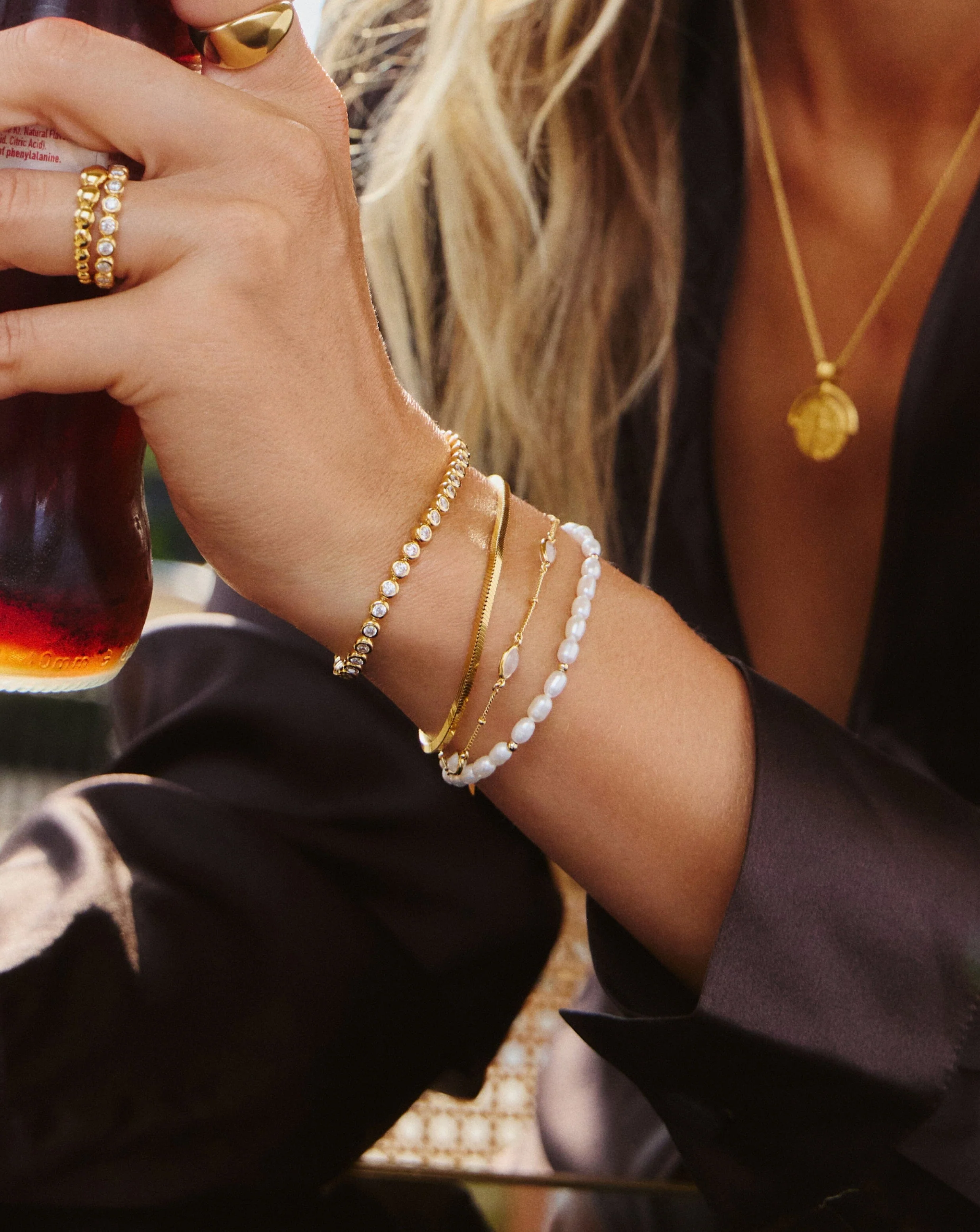 Seed Pearl Beaded Bracelet | 18ct Gold Plated/Pearl - Image 5