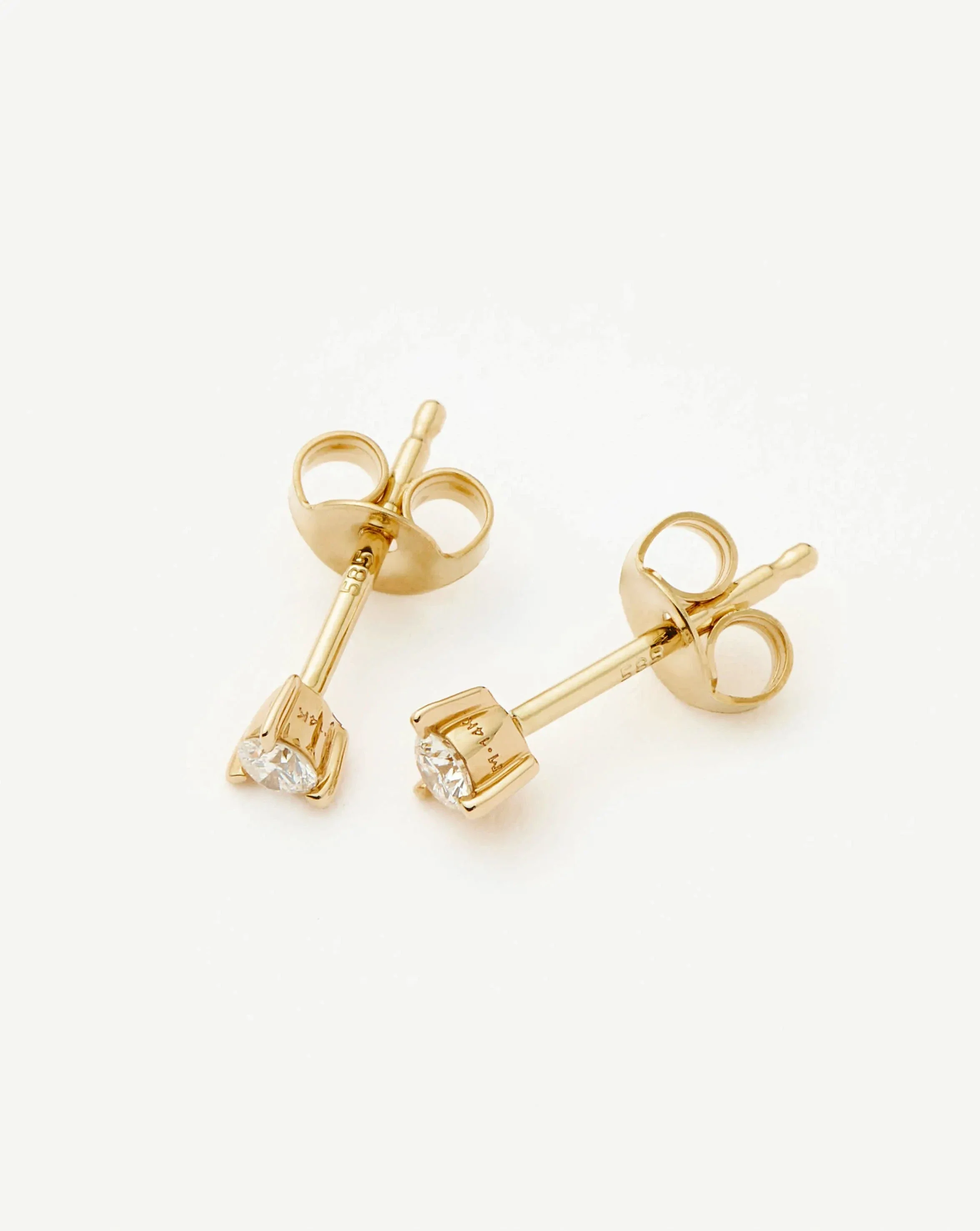 Solid Gold Small Solitaire Diamond Stud Earrings | 14ct Solid Gold - Image 4